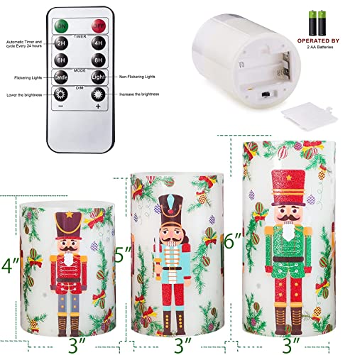 Image of MELTONE Nutcracker Christmas Flameless Candles Remote: Real Wax Flickering Battery Operated Candles - Home Party Bedroom Birthday Holiday Xmas Decorations