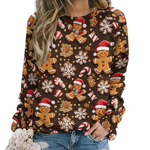 Sweat-shirt col rond femme pain d'épice fini les pulls de Noël inconfortables