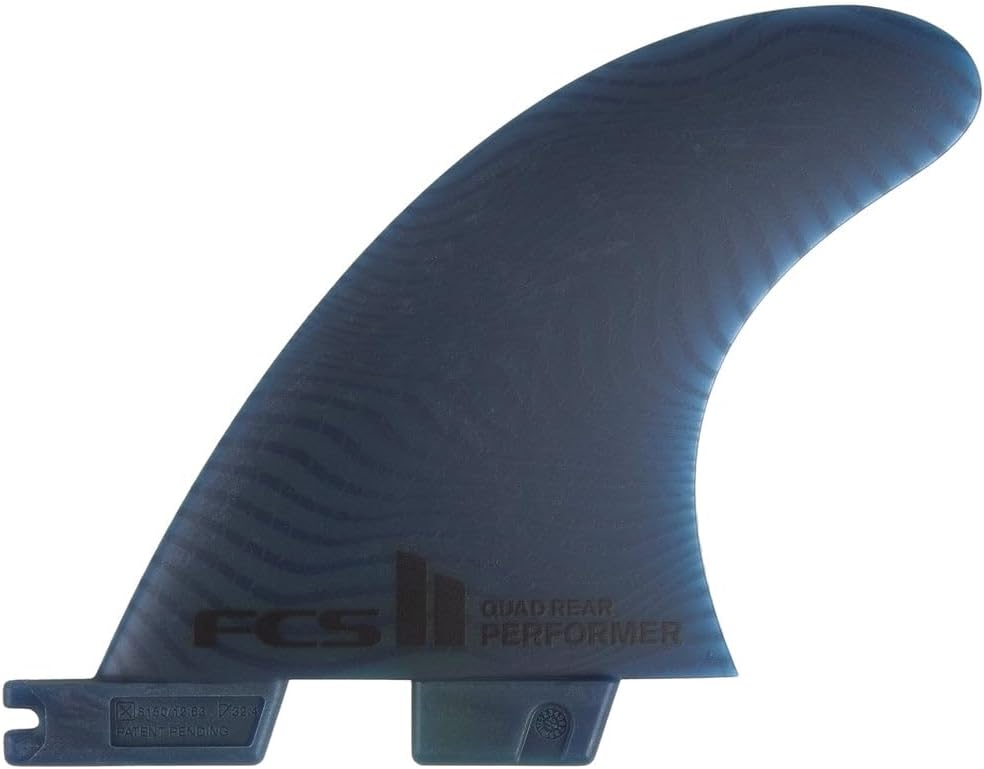 FCS Performer Eco Neo Glass Surfboard Fins (Medium, Quad Rears (2 Fins)), Blue