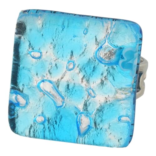 Bague en Verre de Murano bleu aqua le cadeau artisanal italien idéal pour femme