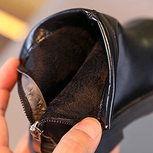 Baby Girls Side Zipper Ankle Boots Thick Sole Non Slip Plush Warm Boots Fuzzy Boots Water Proof Boots Toddler Shoes (D-Brown, 7 Infant)4