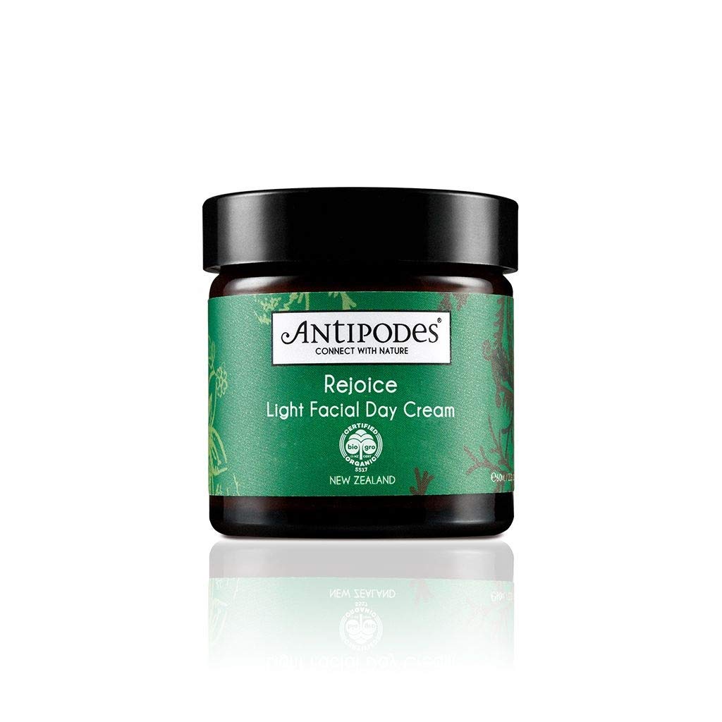 AntipodesRejoice Light Facial Day Cream – Gentle Organic Moisturiser & Vegan Face Cream – Collagen Boosting with Hydrating Avocado Oil – Combination, Dry Skin, Normal & Oily Skin – 60ml