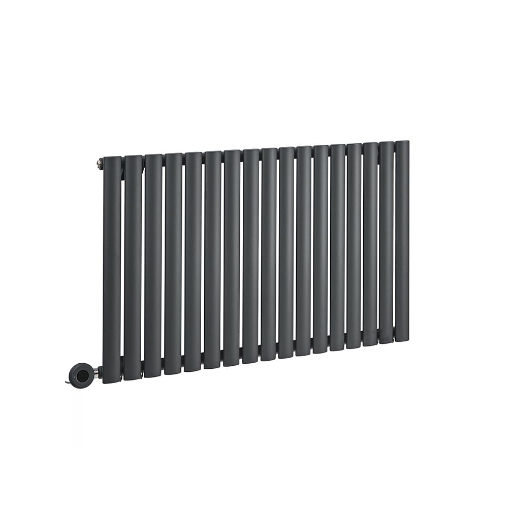 Milano Grey/Anthracite Electric Horizontal Designer Radiator (Single Panel) With Hardwired Wi-Fi Heating Element - 635Mm X 1000Mm - X Ecoso