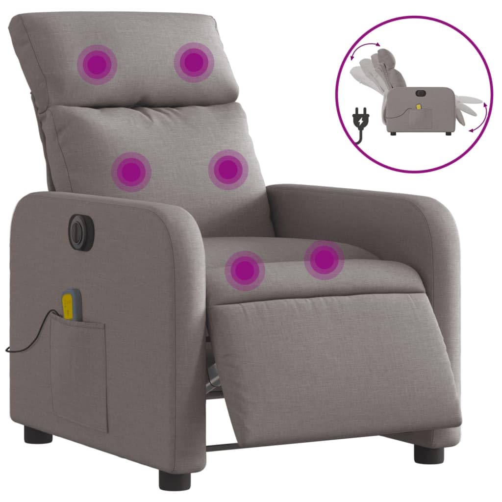 Homgoday Sedia da Massaggio,Poltrona Massaggiante Reclinabile Elettrica Tortora in Tessuto,Reclinabile Relax Massaggiante,Intelligente Poltrona Relax Tutto Il Corpo k
