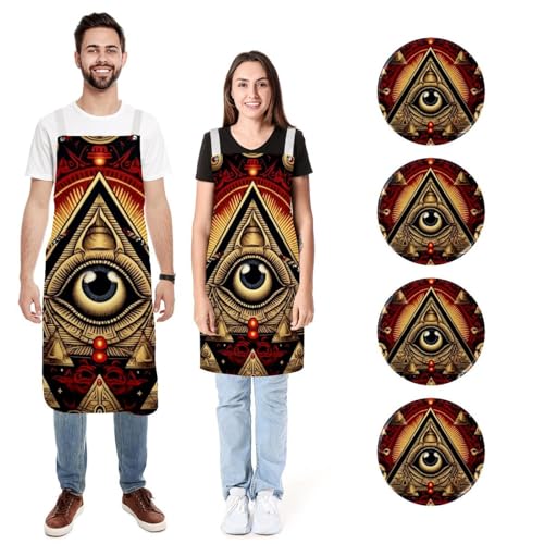 Tablier Illuminati Pyramide avec œil réglable (lot de 2) doux avec poches pour homme et femme
