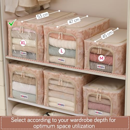 Image of HOKIPO 600D Oxford Fabric Cloth Organizer for Storage, Beige Botanica - Extra Large Pack of 1 (AR-6490-BGE)