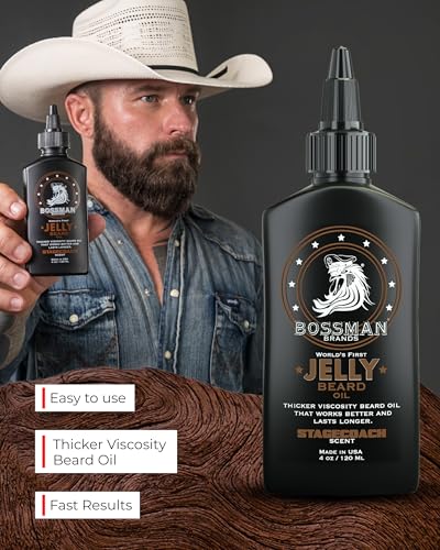 Bossman Jelly Beard Oil for Men (4 oz, Stagecoach Scent) – Softens, Moisturizes & Conditions with Natural Ingredients - Image 4