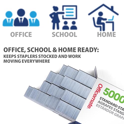 Officemate Standard Staples, 5 Boxes General Purpose Staple, 5000 Staples/Box (91925) image 1