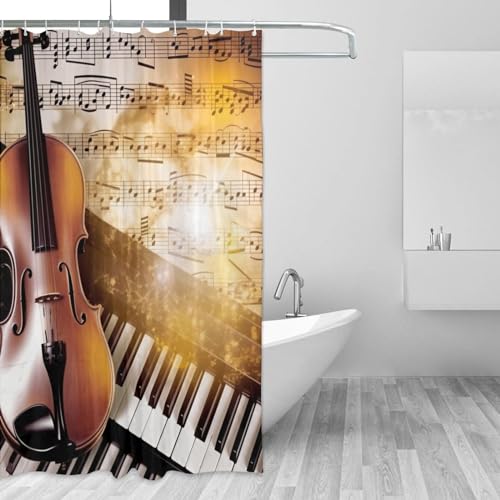 Rideau de douche en tissu de qualité supérieure motif piano