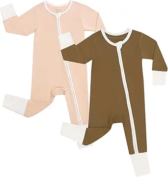JunNeng Rayon from Bamboo Baby Romper Sleeper with Mitten Cuffs Feet,Newborn Boy Girl Zipper Snug Fit Sleep 'N Play