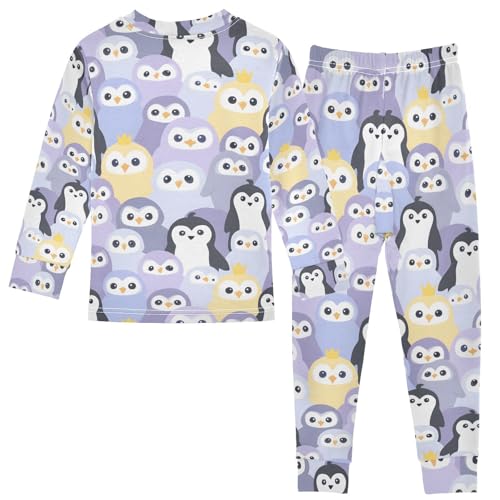 ALAZA Penguin Cartoon Pajamas Long Sleeve Sleepwear 2-Piece Pajama Set2