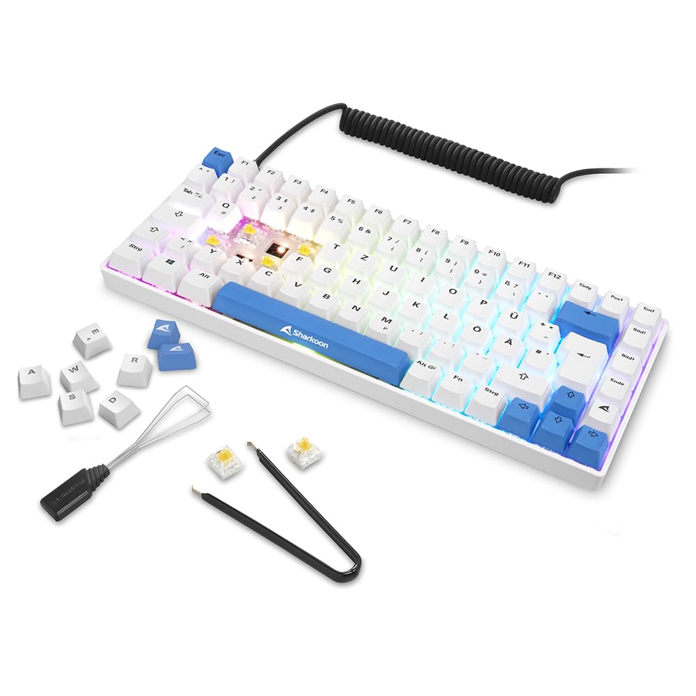 Sharkoon Skiller SGK50 S3 PBT Weiß, RGB Gaming Keyboard, 75% Layout
