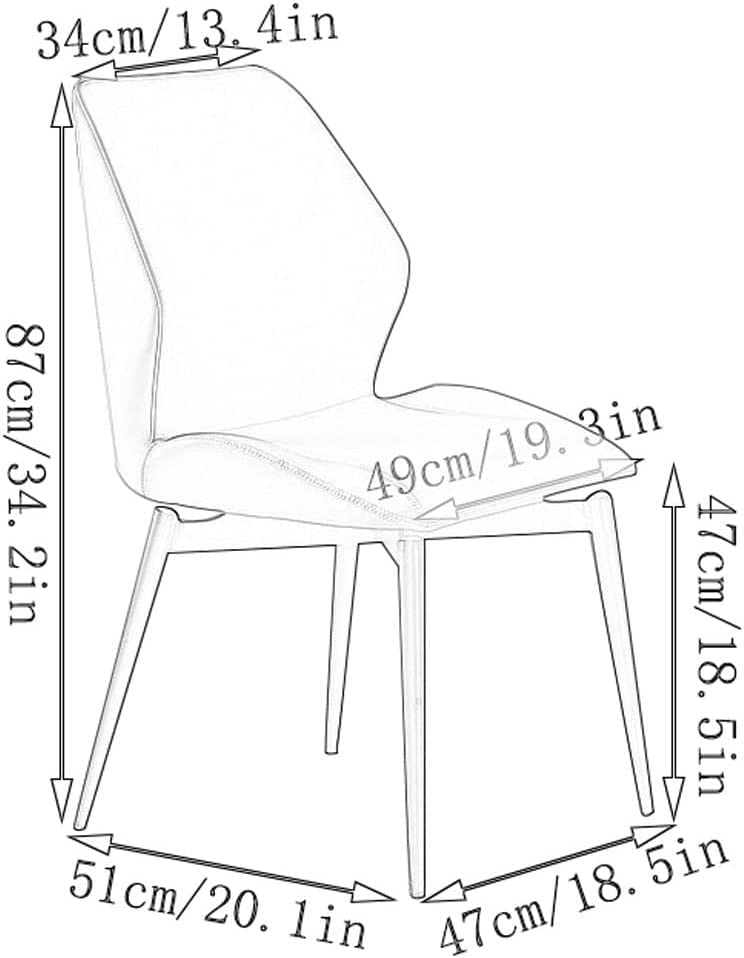 Sillas de Comedor Modernas, sillas de Comedor tapizadas, Juego de 2 sillas de Comedor, Asiento ergonómico de Cuero con Patas de Silla de Metal de Acero al Carbono para restaurantes