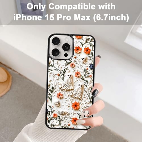 MMYAJT Cute Ghost Floral Phone Case Fit for iPhone 15 Pro Max — TPU Shockproof Designed Halloween Spooky Phone Cover Gift for Boy Girl Men Women - image 7