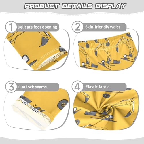 ALAZA Girls' Leggings Children's Yoga Pants Skinny Printed Dance Yellow Excavator Comfortable 4T2