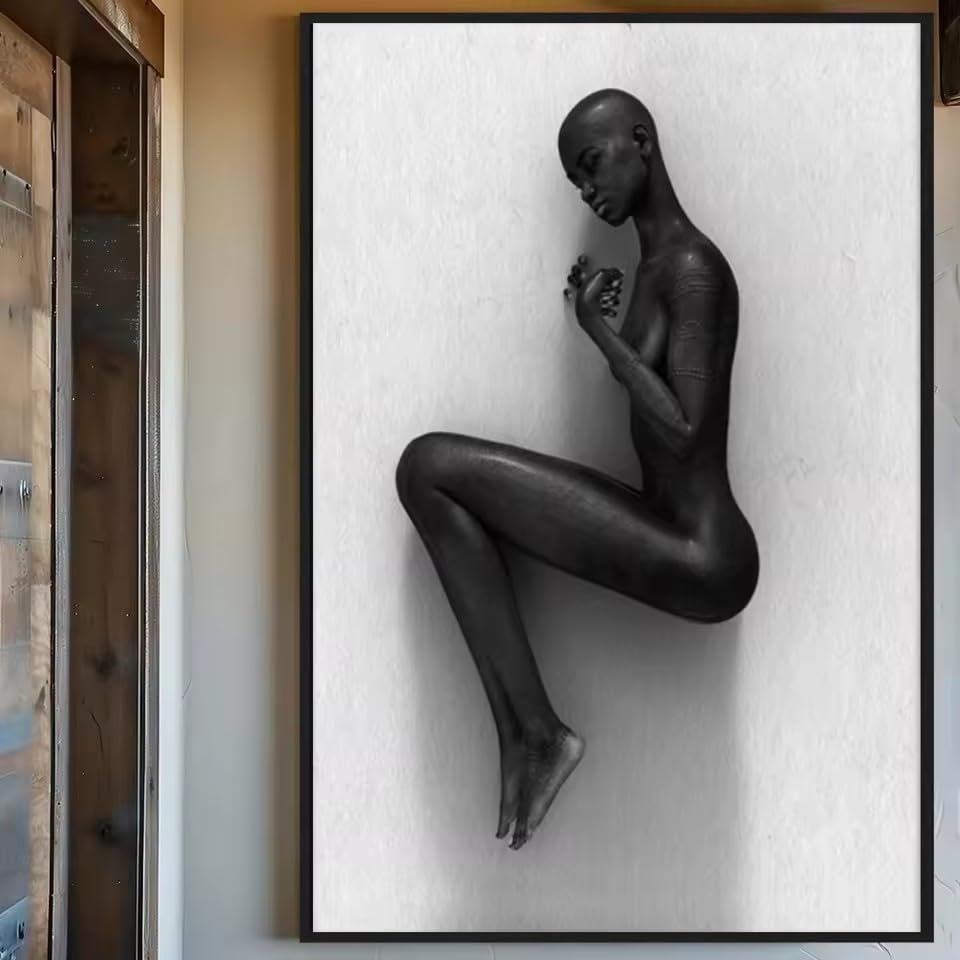 Affiche minimaliste noir et blanc femme élégante sur toile 50x70 cm