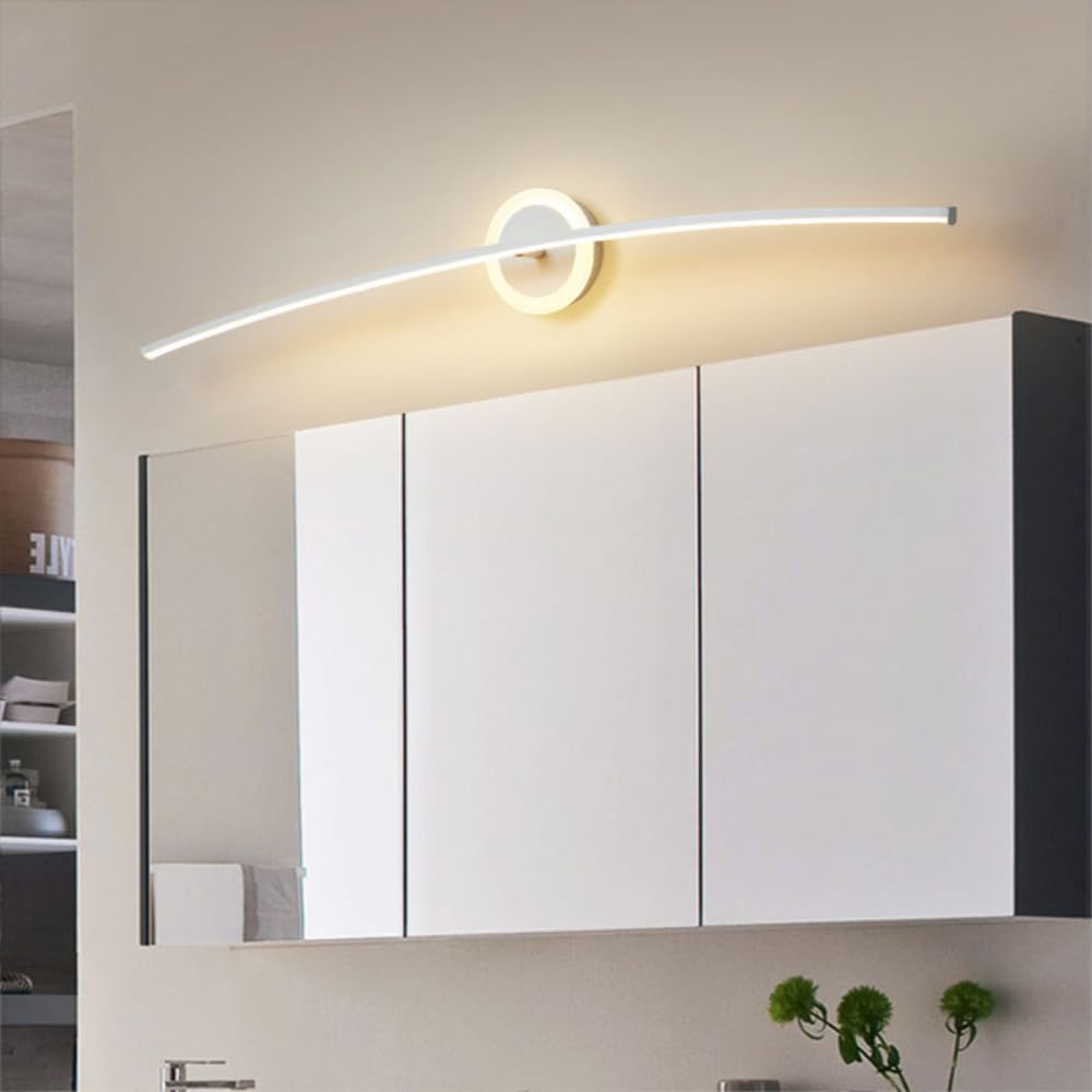 XINYASEE Lampe frontale LED pour miroir, lampe miroir moderne pour salle de bain, applique murale pour chambre à coucher et salle de séjour 20-25W lumière tri-couleur ajustable (Blanc, 80CM)