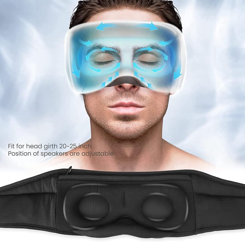 Image of Sleepals Sleep Headphone Eye Mask with White Noise, 35H Battery Life, Built-in Speakers for Side Sleepers, 100% Light Blocking, Wireless Music Streaming (Black 3D)