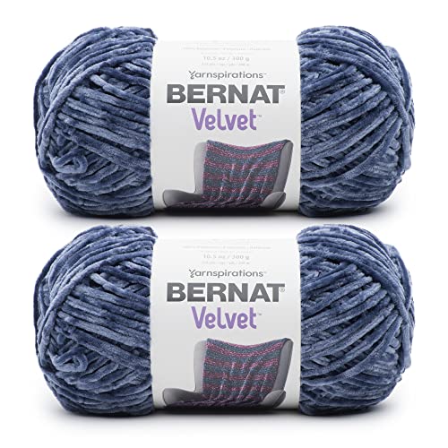 Bernat Velvet Indigo Velvet Yarn - 2 Pack of 300g/10.5oz - Polyester - 5 Bulky - 315 Yards - Knitting/Crochet