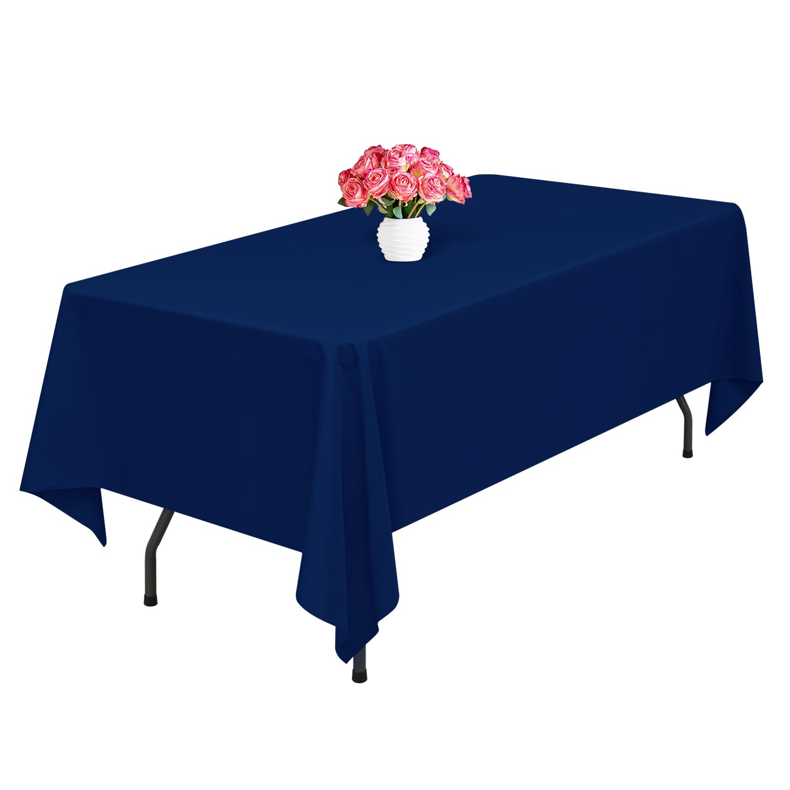 1 Pack Navy Blue Polyester Tablecloths,60 x 102 Inch for 6ft Rectangle Table Cloth Washable and Reusable Stain and Wrinkle Resistant for Wedding Party Banquet Camping Restaurant Decoration