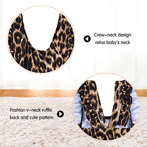 Raisevern Baby Girls Swimsuit Ruffles Leopard Bathing Suits Cute Cartoon Brown Cheetah Animal Print Beach Sport Summer One Piece Swimwear Backless Quick-Dry Swimming Bodysuit For 3T 4T Little Girl #TOP2