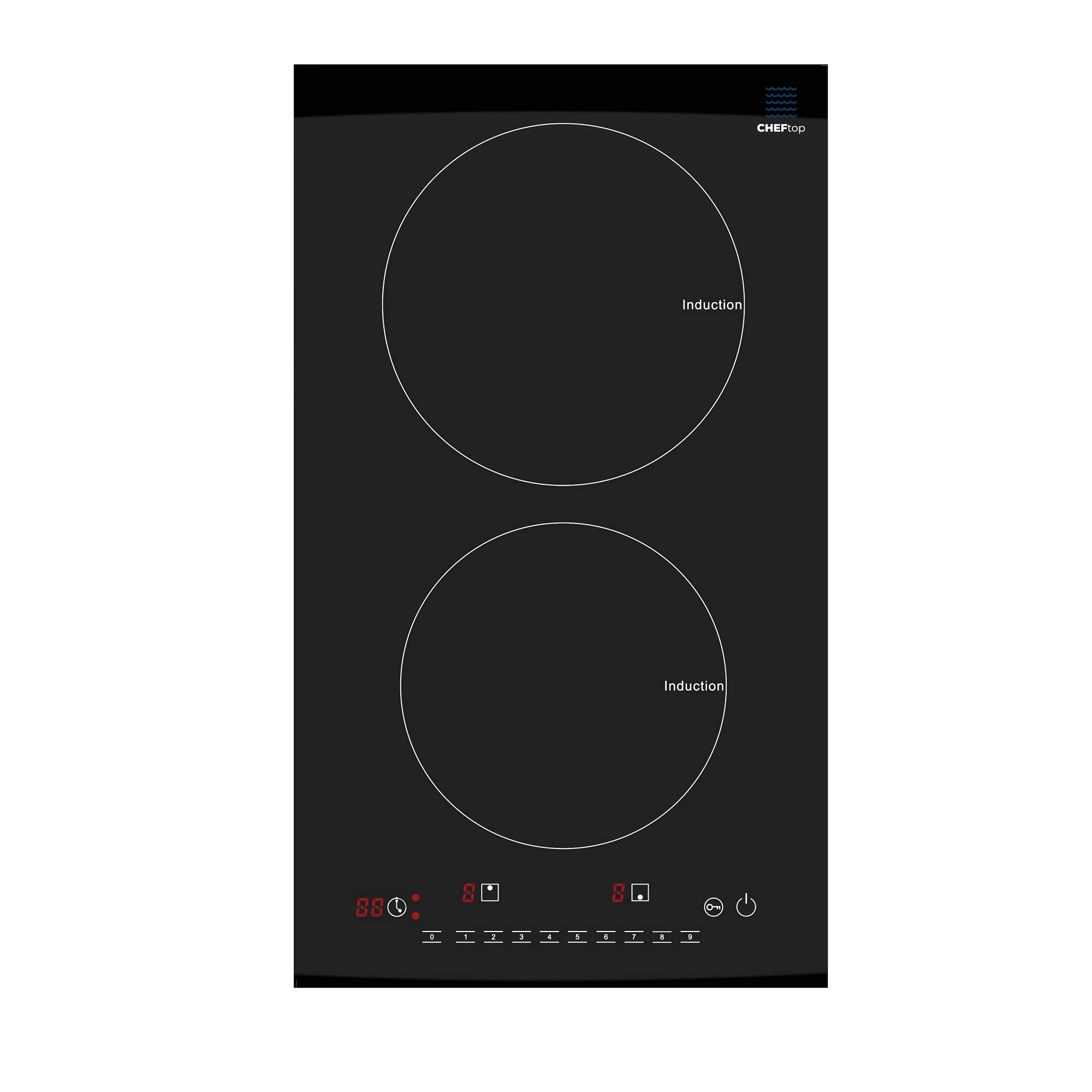 Cheftop Induction Cooktop Portable Induction Burners 120V Digital Ceramic Top with Kids Safety Lock,1800 Watt, Touch Sensor Control Multiple Cooking Zones & Levels (Double Burner (Vertical))