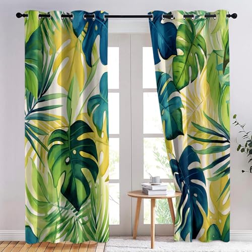 Rideau Occultant Vert Monstera Haut de Gamme Isolant 245cm - 5