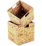 Water Hyacinth Trash Can 15L & Toilet Tank Basket,Natural Wicker 2