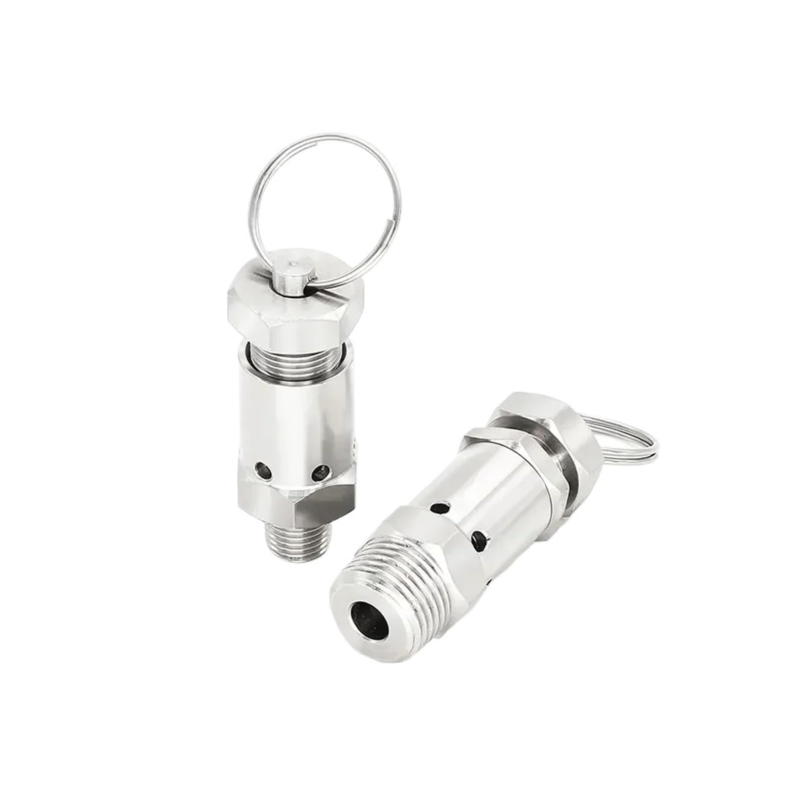 Válvula de Seguridad de Alivio de presión con Resorte Sanitario de Acero Inoxidable 304 Ajustable, Macho NPT de 1/4", 3/8" y 1/2" for compresor de Aire(1/4",8-12 Bar Adjustable)