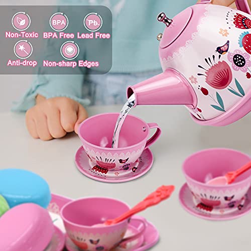 Toys Tea Set 35 Pcs Tea Party Set For Little Girls, Princess Tea Time Accessories With Carrying Case Tablecloth Dessert Tray Candy Cookies Kitchen Pretend Play Toy For Toddlers Kids Girls Boys Age 3-6 #TOP2