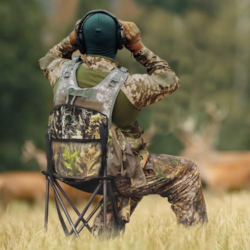 FLISSA Silla de Caza Plegable con Respaldo, Trípode Camo miniatura 2