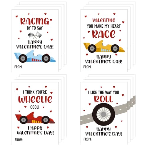 Demonwer 36 Pcs Valentines Cards Bulk Race Car Greeting Card