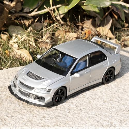 Image of FEXXA Toy Car Compatible for 1:32 Mitsu bishi Lancer Evolution Model, Pull Back Diecast Collectible Car with Sounds & Lights for Kids Boys Girls and Adults, Gift (Silver)