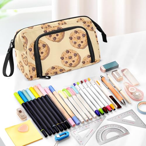 Image of Big Capacity Pencil Case,Chocolate Cookies Pen Bag Pouch Holder Stationery Bag School College Office Organizer for Teen Adults Student