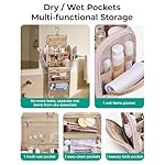 BAGSMART Travel Toiletry Bag with Removable Partition, Puffy Water-resistant Fabric Hanging Organizer for Full-Size Toiletries, Accessories, Black - Image 3