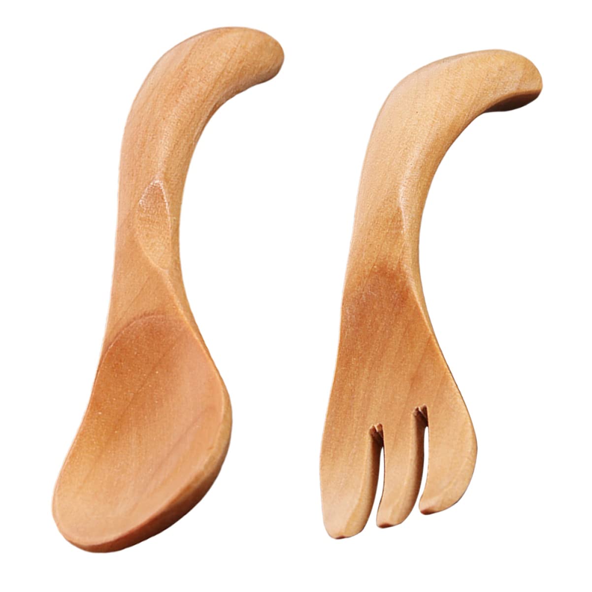 BRIGHTFUFU 1Set Wooden Utensil Adorable Cutlery Safe for Portable Forks Spoons Fun Accessory for Boys present
