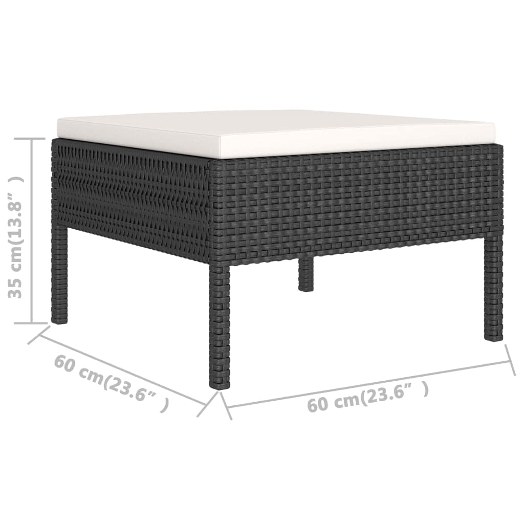 Set sala da giardino con cuscini, in polyrattan nero, set lounge per giardino, terrazza, balcone, numero di articoli 210206
