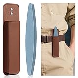 Knife Sharpener Stone Kit Pocket Sharpening Stones with Belt Clip PU Leather Sheath Outdoor Portable Whetstone Oval Sharpening Stone 230 mm Garden Tool Sharpening Stone for Bushcraft Camping Field