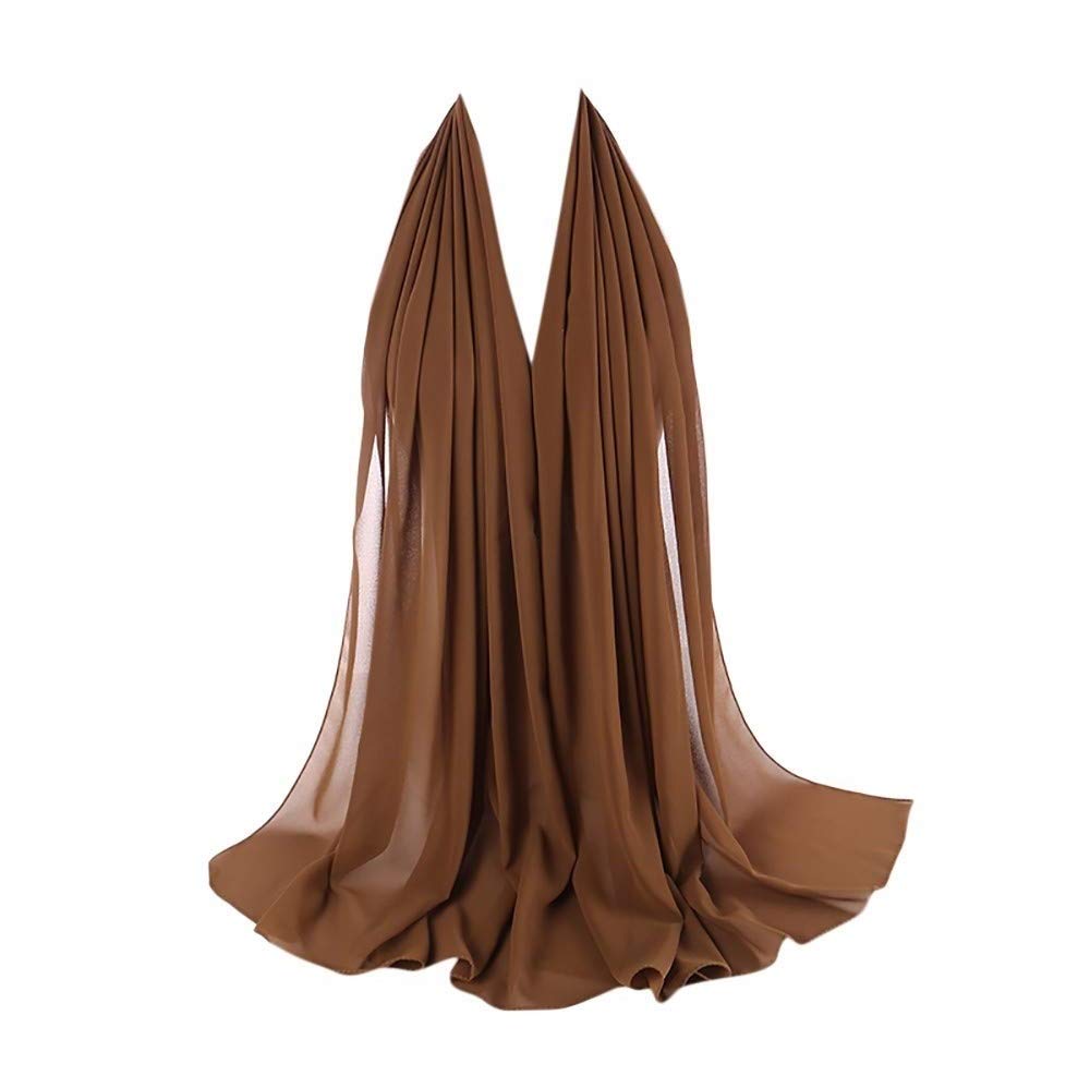 ZAR FASHIONS 175X80 Maxi *Chiffon* Premium Quality Plain Scarf Hijab Sarong Showl Large Silk (Khaki)