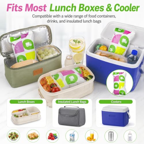 Image of WORLD-BIO Ice Packs for Lunch Boxes, 20 Pack Reusable Leak Resistant Ice Packs for Cooler Bag, Sided Absorption Long Lasting Cold Packs for Shipping and Picnic, Soak Required, Large, 5.9 inch x 3.7 inch