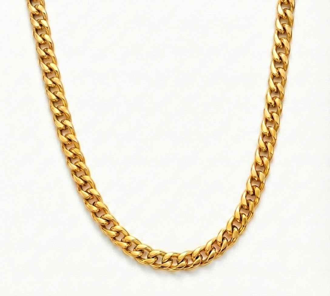 18K Gold Plated Necklace for Women Cuban Gold Necklace Women Men Gift