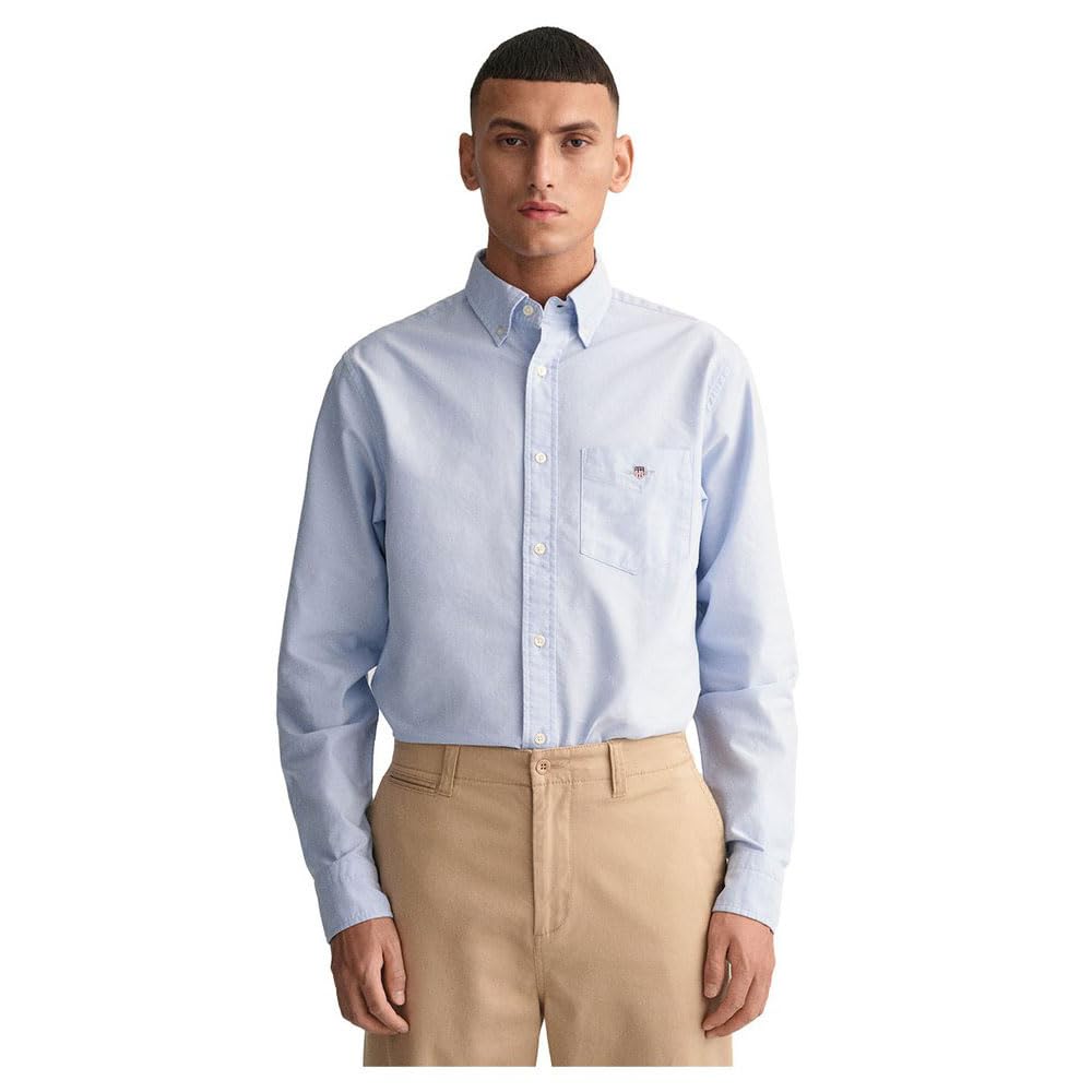 Gant Men's Light Blue Oxford Shirt Light Pink Pale Blue L