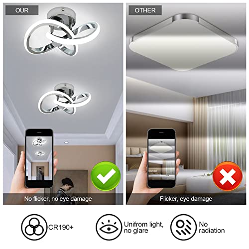 Caneoe CL-MHLS-C-US Hallway Light Acrylic Modern Led Ceiling Light Fixtures Cool White 6000K Close To Ceiling Lights For Bedroom Bathroom Kitchen Balcony Corridor Stair Aisle Lamp Curved Creative Design Ceiling Lamp thumb #2