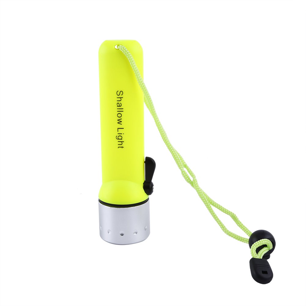 Alomejor 180LM LED Professional Diving Flashlight Underwater Safety Lights Fluorescent Green Underwater Torch with Hand Strap