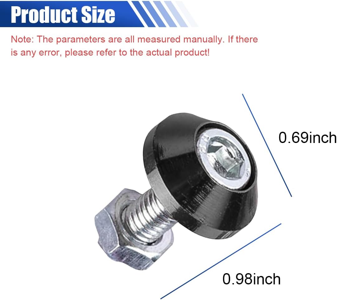 ZIMISI 4PCS License Plate Bolts, Aluminum Alloy Motorcycle License Plate Frame Fastener Accessories, Anti Theft M6 Screws, Car Decorations for Most Motorcycles, Cars, Trucks (Black)
