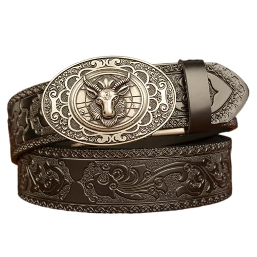 Fashionable Men's Leather Belt Automatic Buckles Leather Belt Adjustable Belt For Everyday Styles