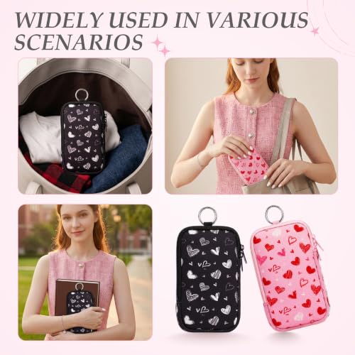 Image of KJQJLY 2 Pack Portable Tampon Organizer Bag Tampon Holder & Storage Case with Zipper for Travel, Discreet Period Bag for Purse, Waterproof Feminine Products Pouch for Women (Love)
