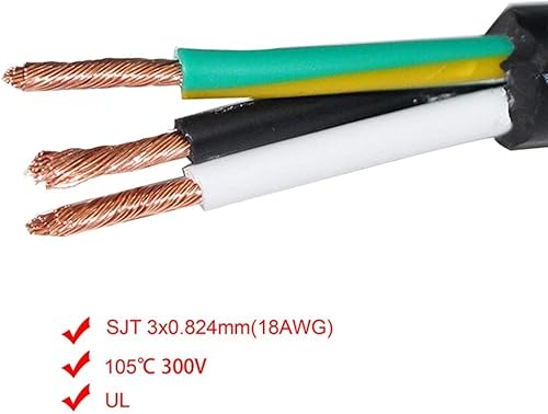 Miniatura 3 de KUNCAN Cable de alimentación universal para computadora, 6 pies5.9 ft, NEMA 5-15P, enchufe plano a IEC 60320 C13, conector tipo ángulo izquierdo,