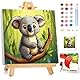 Koala Malen Nach Zahlen Kinder mit Rahmen, Koala Malen Nach Zahlen ab 5 6 7 8 9 10 Jahre Mädchen und Junge, Paint by Numbers für Geschenke und Wand Dekoration (20x20cm) Mit Staffelei