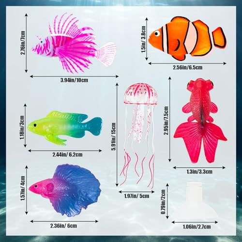 Image of Weewooday 7 Pcs Artificial Fish Glowing Effect,Elegant Color